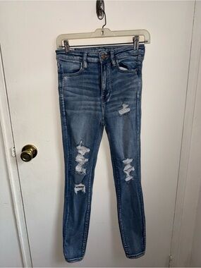 American Eagle Blue Distressed Women's Skinny Jeans Jeggings